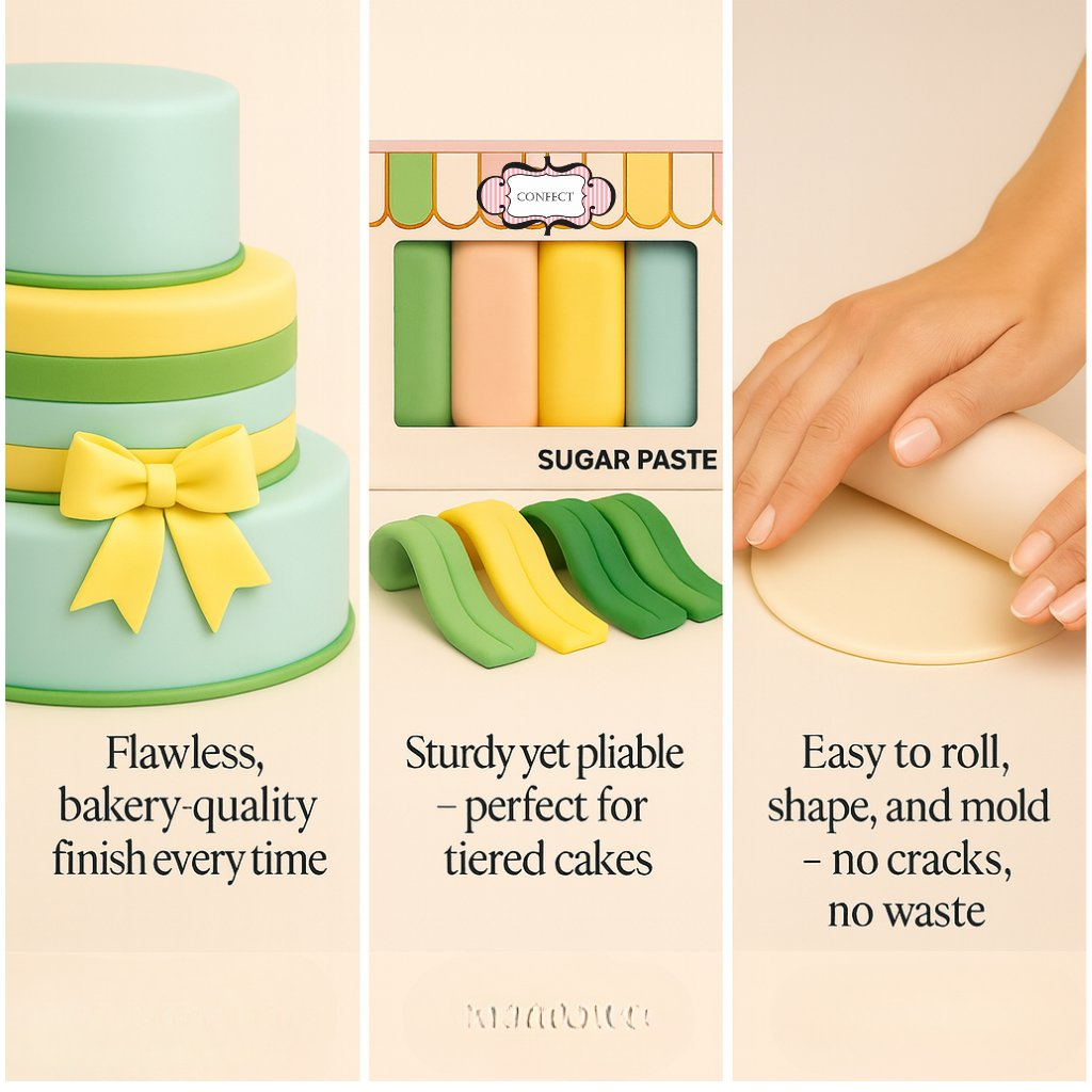 Confect Multipack of Pea Green, Skin, Lemon Yellow and Baby Blue Sugarpaste 29
