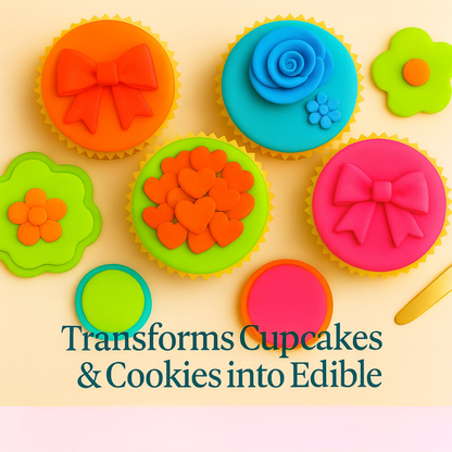 Confect Multipack of Fluorescent Orange, Lime green, electric blue and Neon Pink Sugarpaste 08