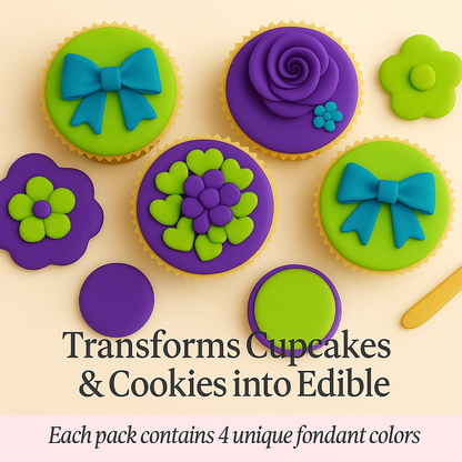 Confect Multipack of Neon Green, Electric Blue, Electric Purple and Lime Green Sugarpaste 03