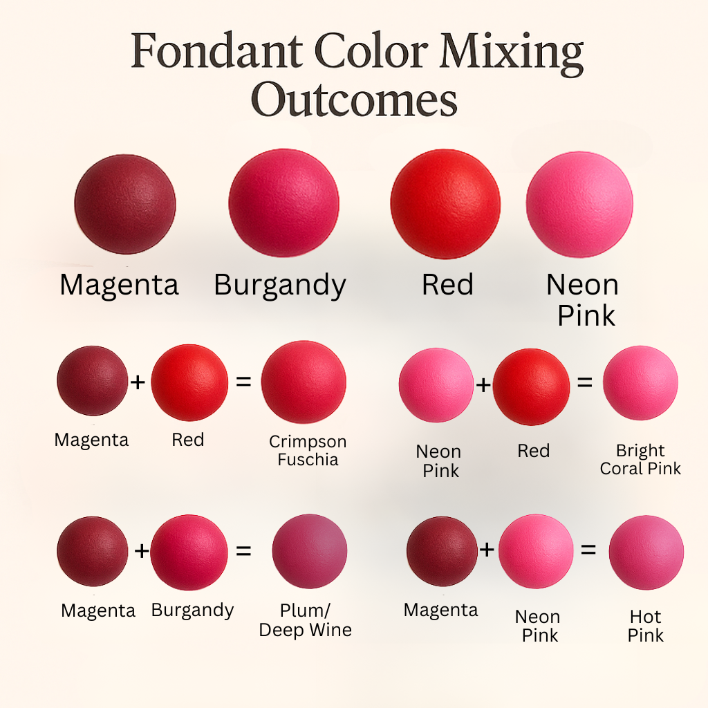 Confect Multipack of Magenta, Burgundy, Red and Neon Pink Sugarpaste 30