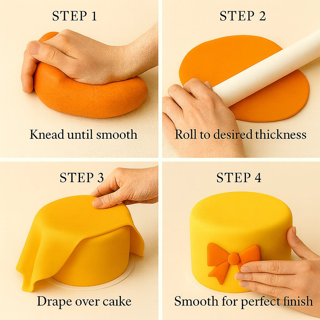 Confect Multipack of Ivory, Orange, Fluorescent orange and Yellow Sugarpaste 18