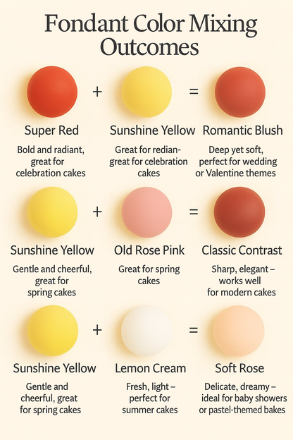 Confect Multipack of Red, yellow, old rose and White Sugarpaste 12