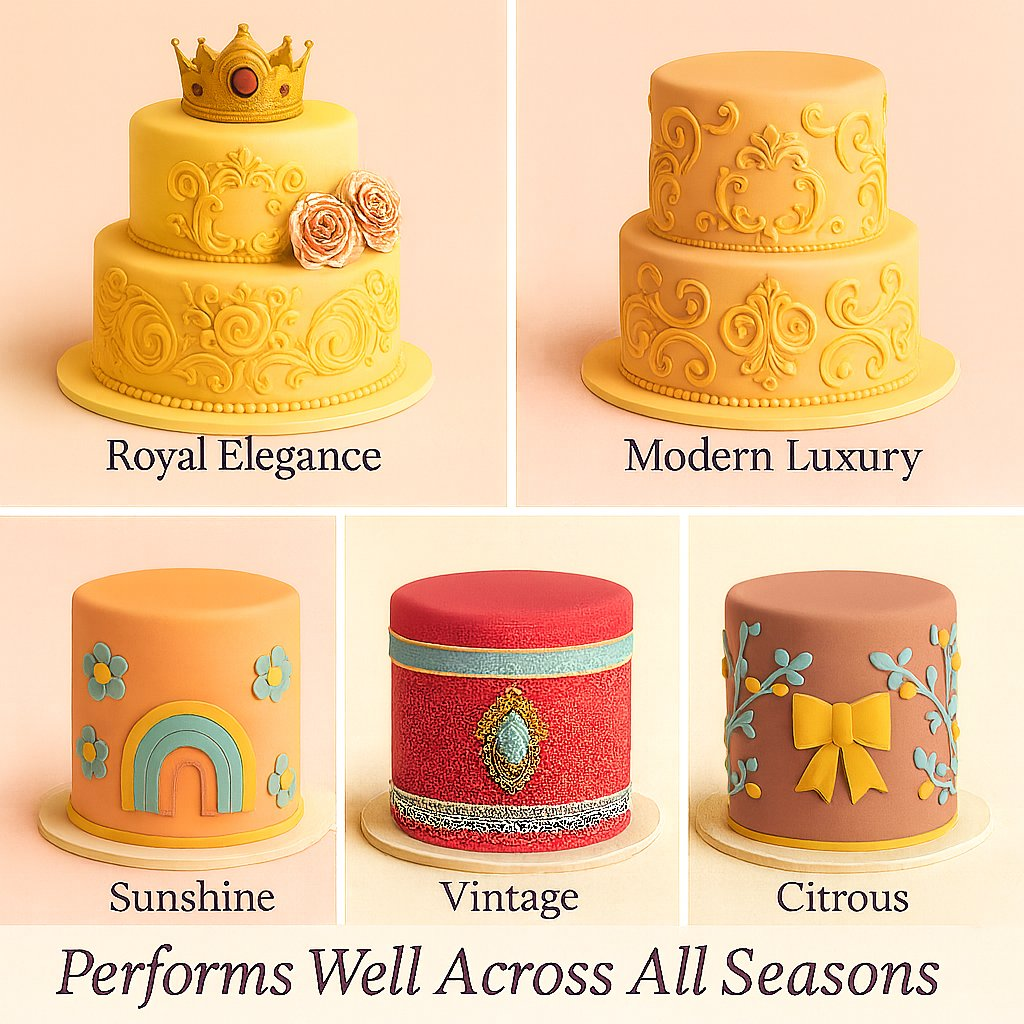 Confect Multipack of Lemon Yellow, Peach, Old rose and Baby Blue Sugarpaste 02