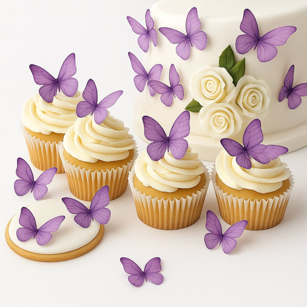 Confect Purple | Pack of 56 Edible Wafer Paper Butterflies