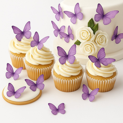 Confect Purple | Pack of 56 Edible Wafer Paper Butterflies
