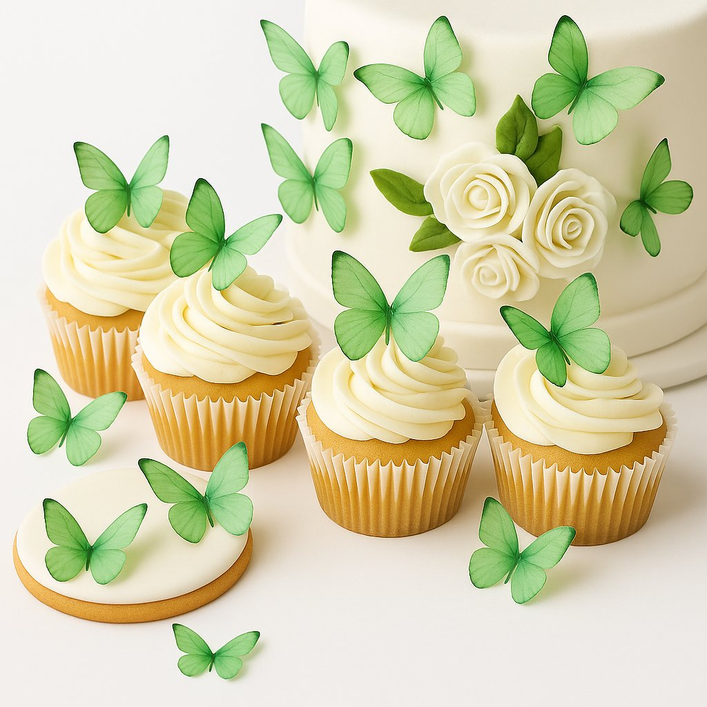 Confect Mint Green | Pack of 56 Edible Wafer Paper Butterflies