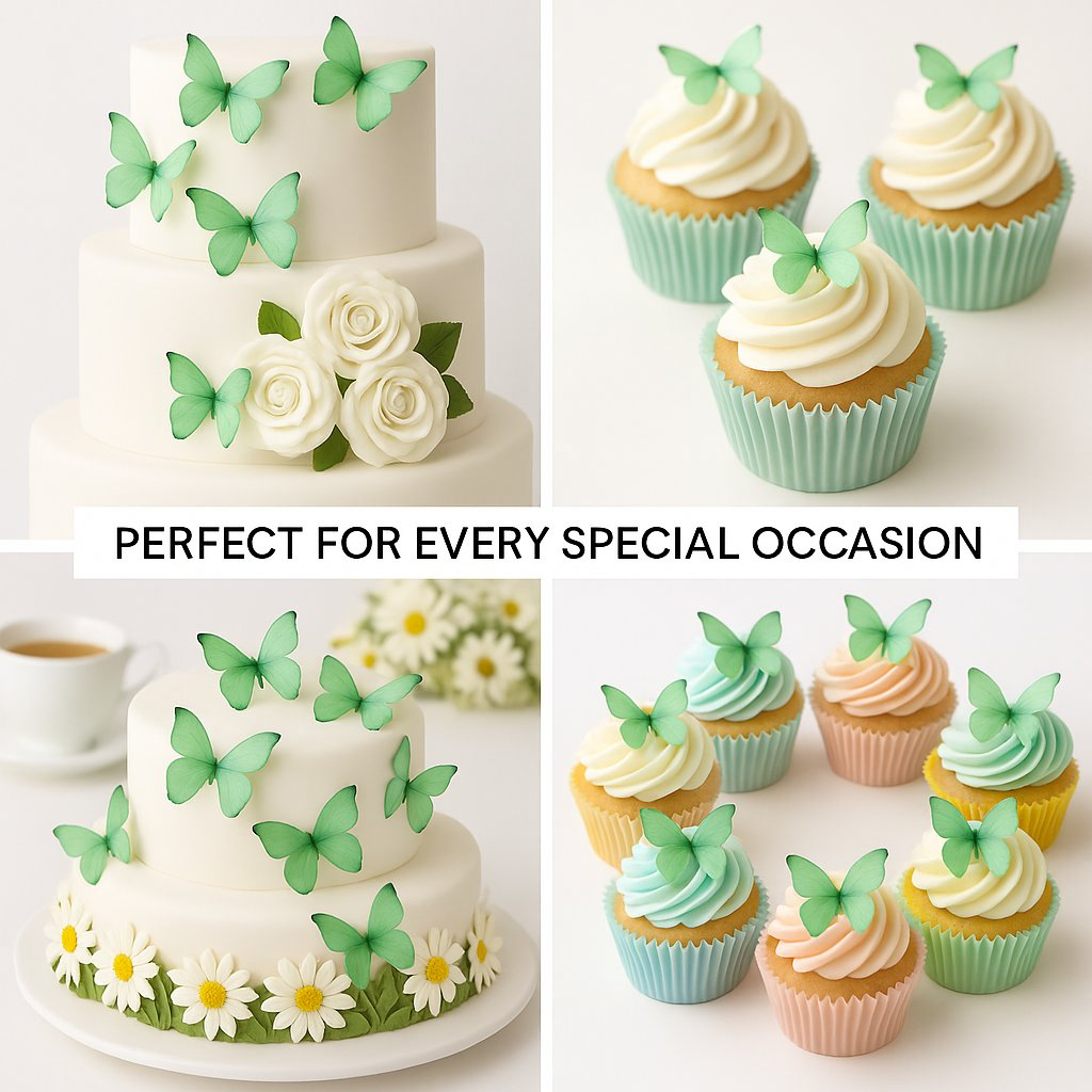 Confect Mint Green | Pack of 56 Edible Wafer Paper Butterflies
