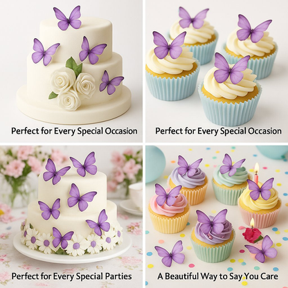 Confect Purple | Pack of 56 Edible Wafer Paper Butterflies