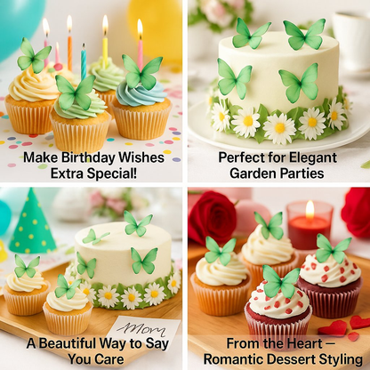 Confect Mint Green | Pack of 56 Edible Wafer Paper Butterflies