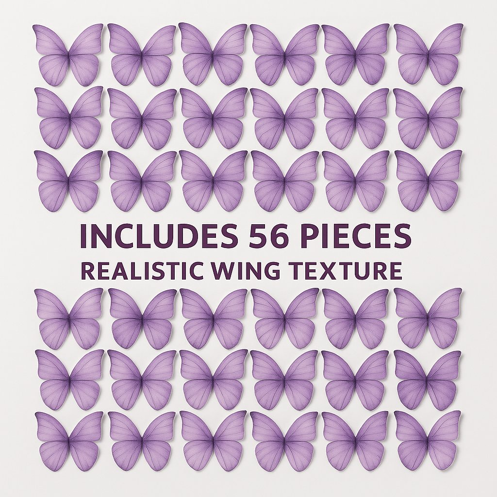 Confect Purple | Pack of 56 Edible Wafer Paper Butterflies