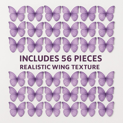 Confect Purple | Pack of 56 Edible Wafer Paper Butterflies