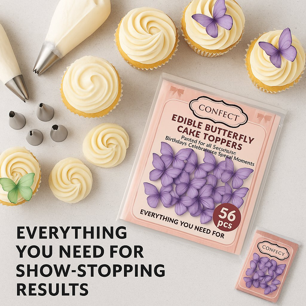 Confect Purple | Pack of 56 Edible Wafer Paper Butterflies