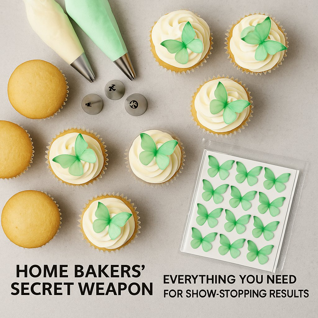Confect Mint Green | Pack of 56 Edible Wafer Paper Butterflies