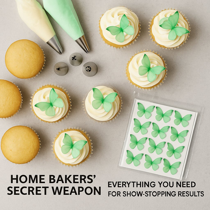 Confect Mint Green | Pack of 56 Edible Wafer Paper Butterflies