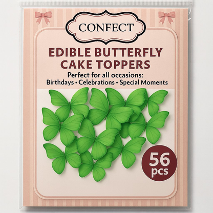 Confect Mint Green | Pack of 56 Edible Wafer Paper Butterflies