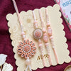 Dhiyona Set Of 4 Beaded Family Pack Thread Rakhi With Roli Chawal Chandan Mishri