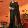 Women's Chiffon Green Embellished Designer Saree With Blouse Piece