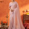 Women's Chiffon Mauve Embellished Designer Saree With Blouse Piece