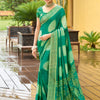 Women's Georgette Teal green Printed Designer Saree With Blouse Piece