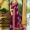 Women's Georgette Magenta Printed Designer Saree With Blouse Piece