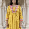 Dhiyona IE Women's Women Ethnic Motifs Embroidered V-Neck Sequinned Kurta with Trousers
