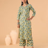 Dhiyona RV Women's Jaipuri Floral print straight side slit Kurta Plazzo Set with Dupatta