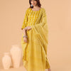 Indyancart RV Women's Jaipuri Floral print straight side slit Kurta Pant Set with Dupatta