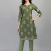 Dhiyona RV Women's Chanderi Printed Top With Staright Chanderi Silk Pant