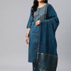 Dhiyona RV Women's Blue Sequin Embroidery Kurta Set With Jacquard Dupatta
