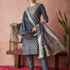 Dhiyona RV Women's Sequin Work Chanderi Print Straight Side Slit Kurta Set