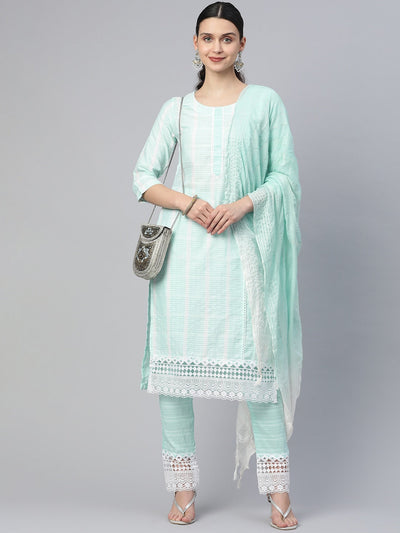 Indyancart RV Women's south cotton  Kurta Set With Dupatta