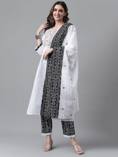 Indyancart RV Women's Cotton Fabric Embroidered Kurta Set With  Dupatta