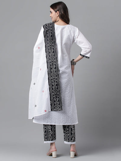Indyancart RV Women's Cotton Fabric Embroidered Kurta Set With  Dupatta