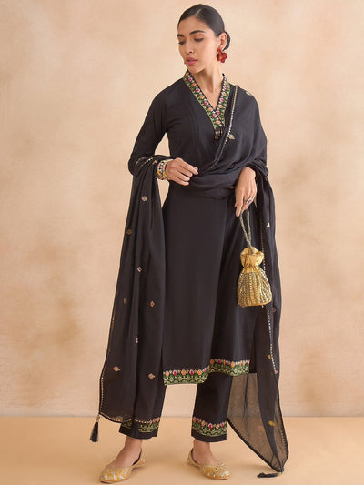 Indyancart RV Women's Cambric Cotton Fabric Solid Pattern Kurtaset With Dupatta