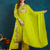 Dhiyona RV Women's Faux Georgette Fabric Thread Embroidery Kurta set With Dupatta