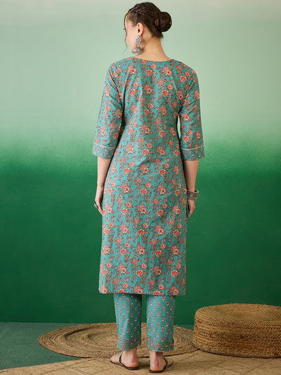 Indyancart RV Women's Exclusive Soft Cotton Fabric Printed Kurta With Pants