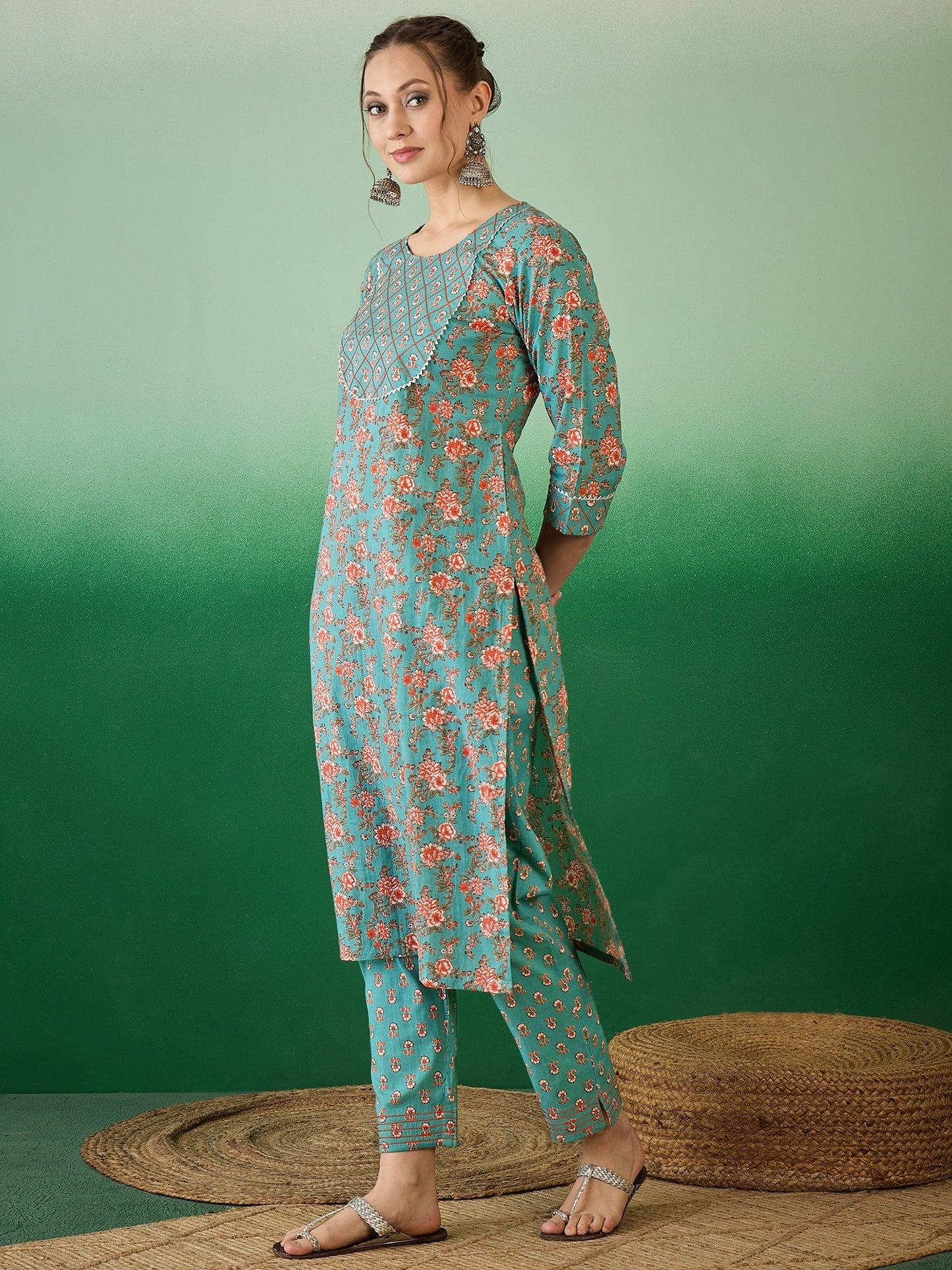 Dhiyona RV Women's Exclusive Soft Cotton Fabric Printed Kurta With Pants