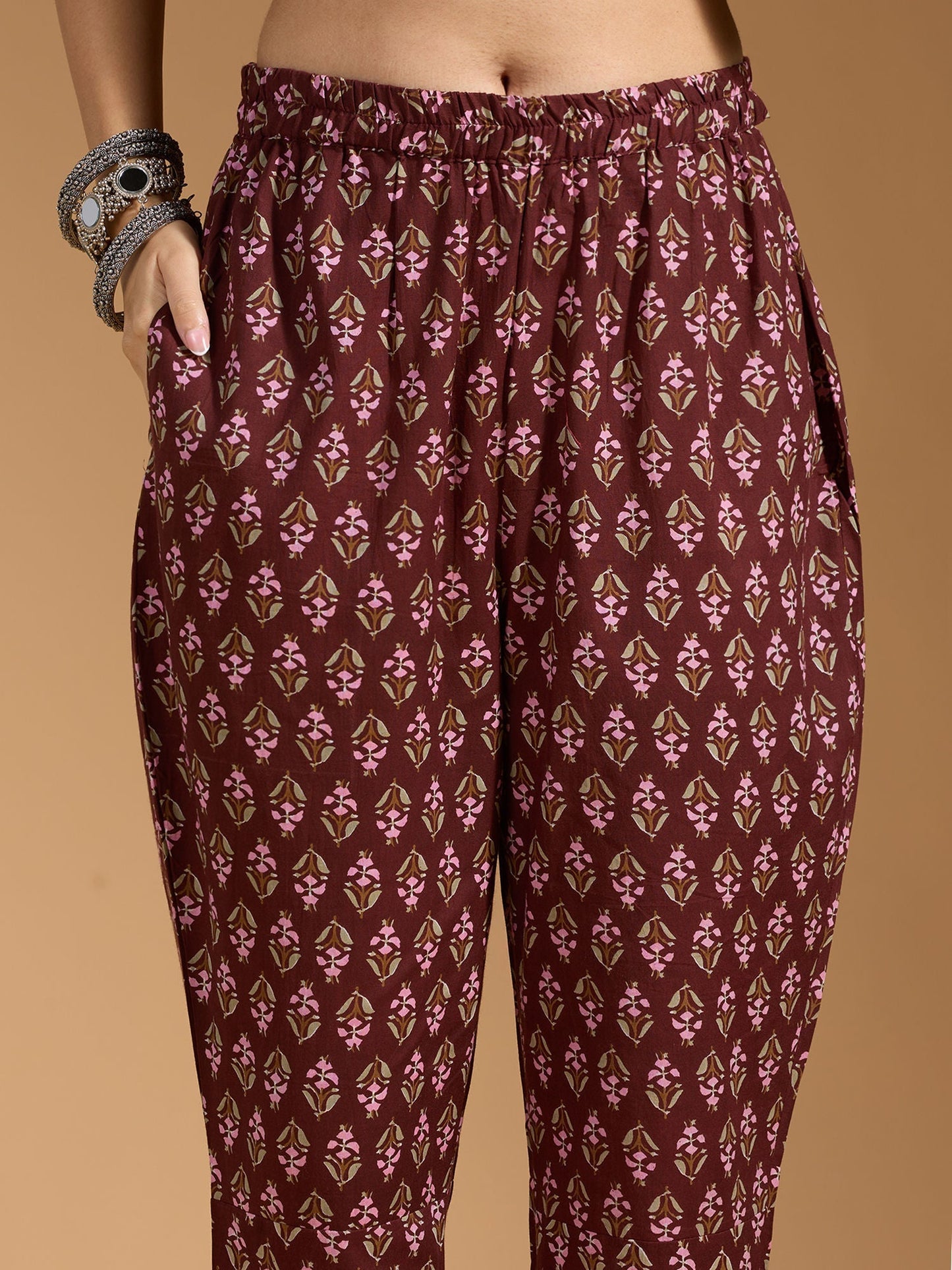 Dhiyona RV Women's Exclusive Jaipuri Cotton Fabric Printed Anarkali Kurtaset With Dupatta.