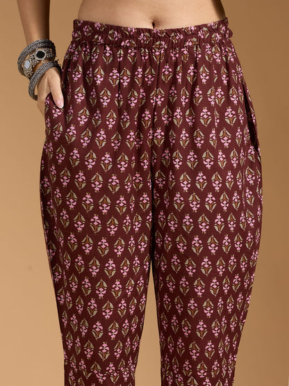 Dhiyona RV Women's Exclusive Jaipuri Cotton Fabric Printed Anarkali Kurtaset With Dupatta.