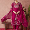 Dhiyona RV Women's Faux Georgette Fabric Thread Embroidery Kurta set With Dupatta