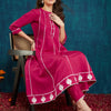 Dhiyona RV Women's Roman Silk Cross-Stitch Embroidered Flared Kurti with Pants