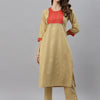 Dhiyona RV Women's Cotton Gotapatti Lace Design Straight Side Slit Kurta Set With Duppata