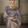 Dhiyona GR Women's Aroma Glacier Grey Woven Banarasi Art Silk Saree