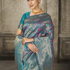 Dhiyona GR Women's Aroma Misty Teal Blue Woven Banarasi Art Silk Saree