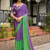 Women's Chiffon Purple Embellished Celebrity Saree With Blouse Piece