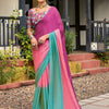 Women's Chiffon Pink Embellished Celebrity Saree With Blouse Piece