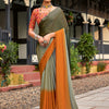 Women's Chiffon Sea Green Embellished Celebrity Saree With Blouse Piece