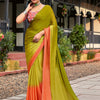 Women's Chiffon Olive Embellished Celebrity Saree With Blouse Piece
