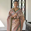 Dhiyona GR Women's Beige & Olive Green Soft Tussar Silk Madhubani Printed Saree