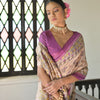 Dhiyona GR Women's Beige & Wine Soft Tussar Silk Madhubani Printed Saree